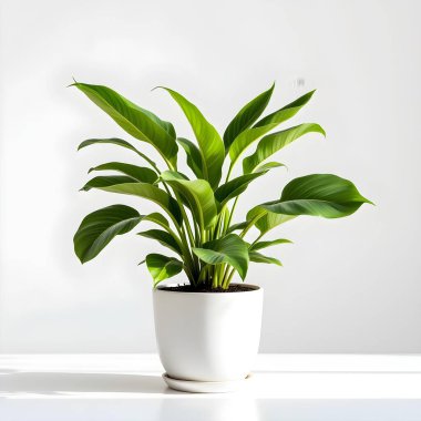 Minimalist beyaz bir arka planda tencerede izole edilmiş bitki çiçeği.