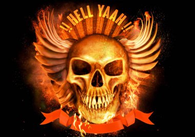 tattoo inspired image manipulation skull wings fire artworks for t-shirt album cover poster illustrat3