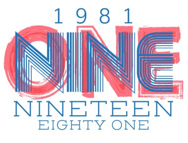 1981 2 renkli t-shirt vektör çizimi tasarladı