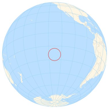 Locator map showing the location of the country Pitcairn Islands in Oceania. The country is highlighted with a red polygon. Small countries are also marked with a red circle. 