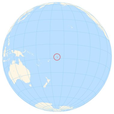 Yer bulucu harita, Samoa 'nın okyanustaki yerini gösteriyor. Ülke kırmızı bir çokgenle vurgulanıyor. Küçük ülkeler de kırmızı daire ile işaretlenmiştir. Harita sarı kara bölgelerini, mavi denizi, eyalet sınırlarını ve mavi çizgileri gösteriyor. Laboratuvar yok