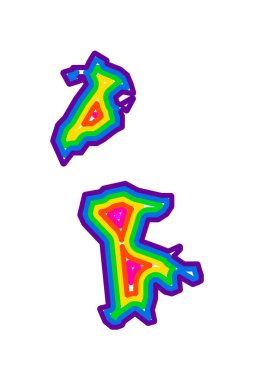 Macau 'nun soyut haritası ülkeyi gökkuşağı renklerinde eşmerkezli halkalarla gösteriyor. Doğal Dünya ile Yapıldı.