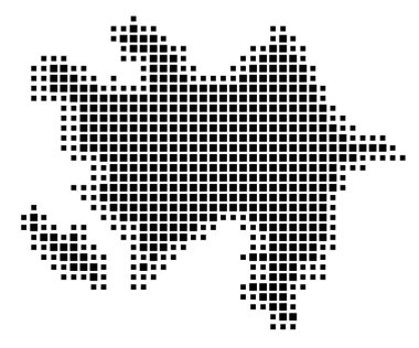 Azerbaycan 'ın soyut haritası ülkeyi siyah-beyaz kareler şeklinde gösteriyor