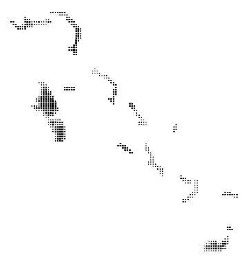 Bahamalar 'ın soyut haritası ülkeyi siyah beyaz kareler şeklinde gösteriyor.