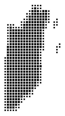 Belize 'nin soyut haritası ülkeyi siyah beyaz karelerden oluşan bir şablon ile gösteriyor