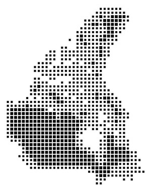 Kanada 'nın soyut haritası ülkeyi siyah beyaz karelerden oluşan bir şablonla gösteriyor