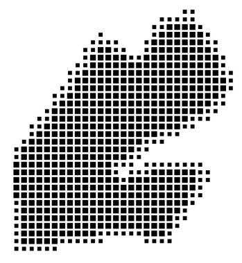 Cibuti 'nin soyut haritası ülkeyi siyah beyaz kareler şeklinde gösteriyor