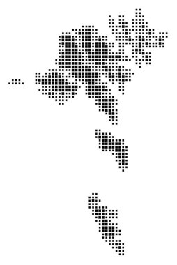 Faroe Adaları 'nın soyut haritası ülkeyi siyah beyaz kareler şeklinde gösteriyor.