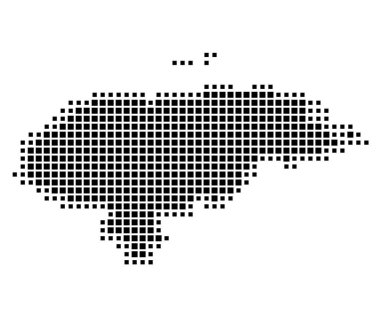 Honduras 'ın soyut haritası ülkeyi siyah beyaz karelerden oluşan bir şablon ile gösteriyor