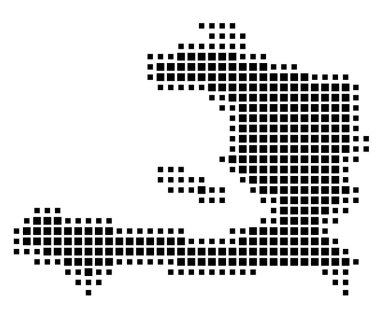 Haiti 'nin soyut haritası ülkeyi siyah beyaz kareler şeklinde gösteriyor.