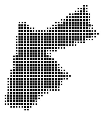 Ürdün 'ün soyut haritası ülkeyi siyah beyaz karelerden oluşan bir şablon ile gösteriyor