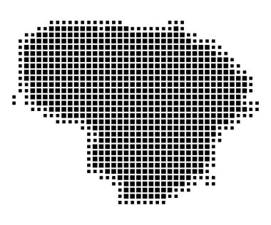 Litvanya 'nın soyut haritası ülkeyi siyah beyaz kareler şeklinde gösteriyor