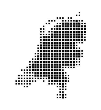 Hollanda 'nın soyut haritası ülkeyi siyah beyaz karelerden oluşan bir şablonla gösteriyor