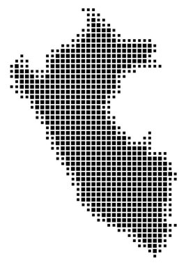 Peru 'nun soyut haritası ülkeyi siyah beyaz karelerden oluşan bir şablon ile gösteriyor