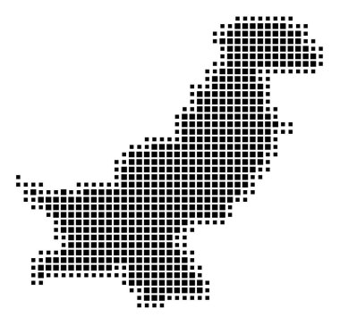 Pakistan 'ın soyut haritası ülkeyi siyah beyaz karelerden oluşan bir şablon ile gösteriyor