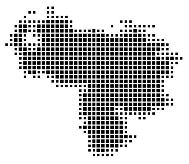 Venezuela 'nın soyut haritası ülkeyi siyah beyaz karelerden oluşan bir şablon ile gösteriyor