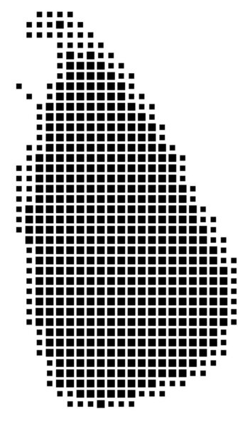 Abstract map of Sri Lanka showing the country with a pattern of black and white squares