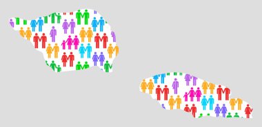 Aile çeşitliliğinin çeşitleri ve Samoa 'daki renkli aile hayatı. Farklı aile biçimleri toplumda daha görünür hale gelir ve kabul edilir hale gelir. Cinsiyet ve ailelerde aile, cinsiyet, kadın, erkek ve çocuklar için simge ve simge içeren çeşitliliği gösteren harita.