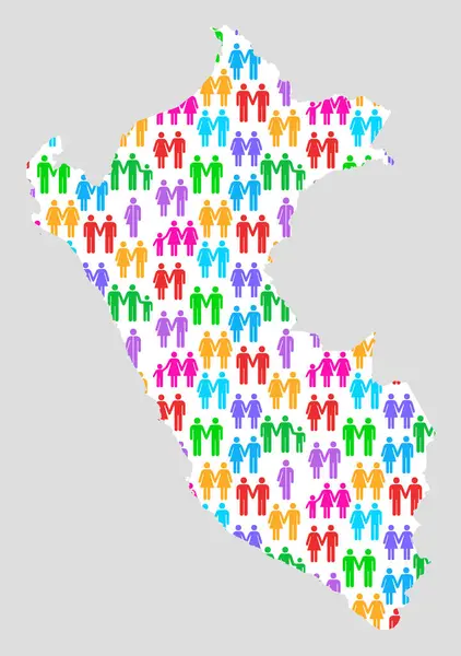 stock image Types of Family diversity and colourful ways of family life in Peru. Different family forms become more visible and accepted in society. Map showing diversity in gender and families with icons and symbols for family, gender, women, men and children.