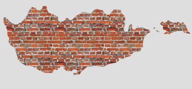 Tuğla duvar olarak tasarlanan Kıbrıs 'ın soyut haritası