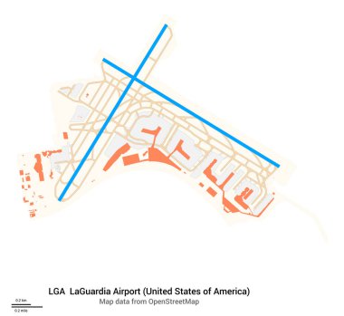 LaGuardia Havaalanı Haritası (Amerika Birleşik Devletleri). LGA 'nın IATA kodu. Havaalanı diyagramı, pistler, taksiler, önlükler, park alanları ve binalar. OpenStreetMap 'ten harita verileri.