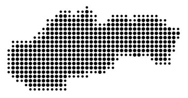 Slovakya 'nın soyut haritası siyah daireler çizerek ülkenin alanını gösteriyor