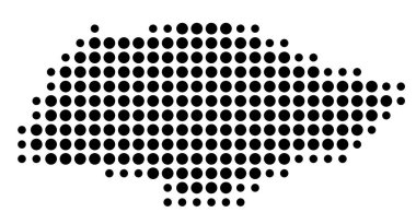 Singapur 'un soyut haritası siyah daireler çizerek ülkenin alanını gösteriyor