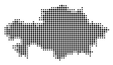 Kazakistan 'ın soyut haritası siyah daireler çizerek ülkenin alanını gösteriyor