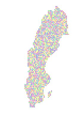 İsveç 'in soyut haritası ülkenin rengarenk daireler çizdiği bölgeyi gösteriyor