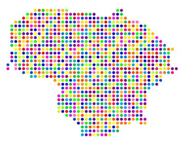 Litvanya 'nın soyut haritası rengarenk daireler çizerek ülkenin alanını gösteriyor