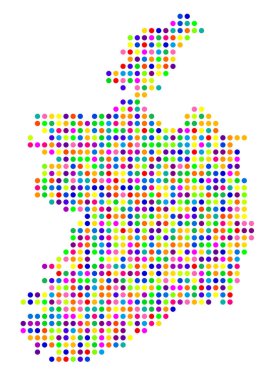 İrlanda 'nın soyut haritası rengarenk daireler çizerek ülkenin alanını gösteriyor