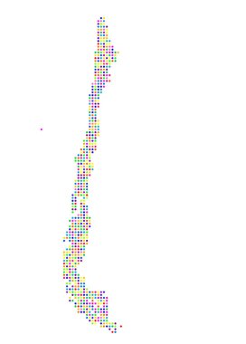 Şili 'nin soyut haritası rengarenk daireler çizerek ülkenin alanını gösteriyor