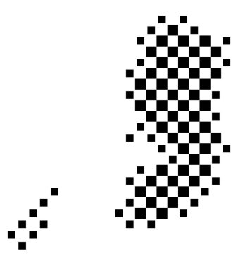 Filistin 'in soyut haritası ülkeyi satranç tahtası gibi siyah beyaz kareler şeklinde gösteriyor.