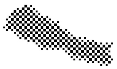 Nepal 'in soyut haritası ülkeyi satranç tahtası gibi siyah beyaz kareler şeklinde gösteriyor.