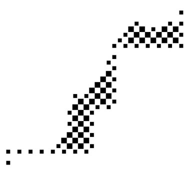 Batı Sahra 'nın soyut haritası ülkeyi satranç tahtası gibi siyah beyaz kareler şeklinde gösteriyor.