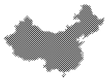 Çin Halk Cumhuriyeti 'nin soyut haritası ülkeyi satranç tahtası gibi siyah beyaz kareler şeklinde gösteriyor.