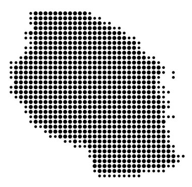 Tanzanya 'nın soyut haritası siyah daireler çizerek ülkenin alanını gösteriyor