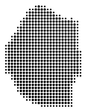 Eswatini 'nin soyut haritası siyah daireler çizerek ülkenin alanını gösteriyor.