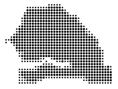 Senegal 'in soyut haritası siyah daireler çizerek ülkenin alanını gösteriyor