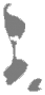 Saint Pierre ve Miquelon 'un soyut haritası, siyah daireler çizerek ülkenin alanını gösteriyor.