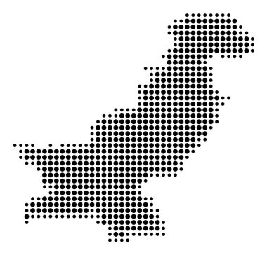 Pakistan 'ın soyut haritası siyah daireler çizerek ülkenin alanını gösteriyor