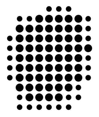 Nauru 'nun soyut haritası siyah daireler çizerek ülkenin alanını gösteriyor.