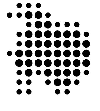 Norfolk Adası 'nın soyut haritası siyah daireler çizerek ülkenin alanını gösteriyor.