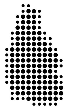 Montserrat 'ın soyut haritası siyah daireler çizerek ülkenin alanını gösteriyor.