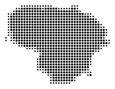 Litvanya 'nın soyut haritası, siyah daireler çizerek ülkenin alanını gösteriyor.