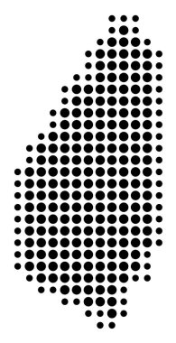 Saint Lucia 'nın soyut haritası siyah daireler çizerek ülkenin alanını gösteriyor.