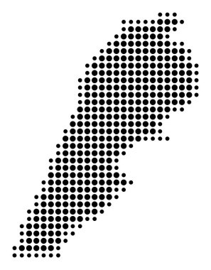 Lübnan 'ın soyut haritası siyah daireler çizerek ülkenin alanını gösteriyor