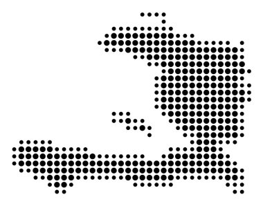 Haiti 'nin soyut haritası, siyah daireler çizerek ülkenin alanını gösteriyor.