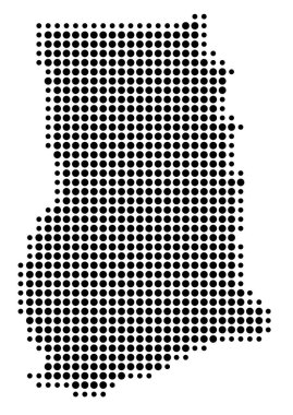 Gana 'nın soyut haritası siyah daireler çizerek ülkenin alanını gösteriyor