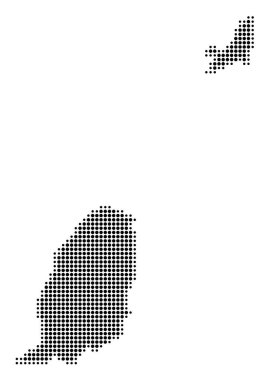 Grenada 'nın soyut haritası siyah daireler çizerek ülkenin alanını gösteriyor